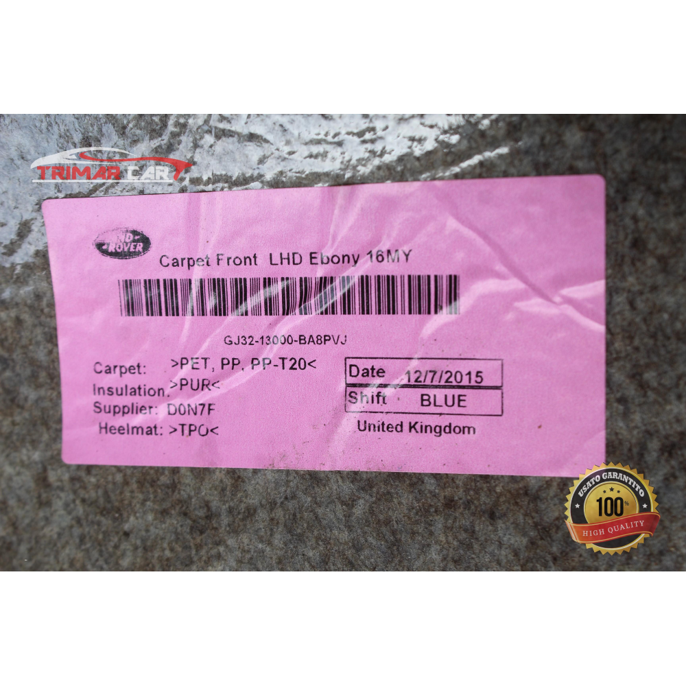 GJ32-13000-BA RIVESTIMENTO MOQUETTE TAPPEZZERIA INTERNA RANGE ROVER EVOQUE (L538)(2011 >) 2.0D 4X4 150CV 204DTD