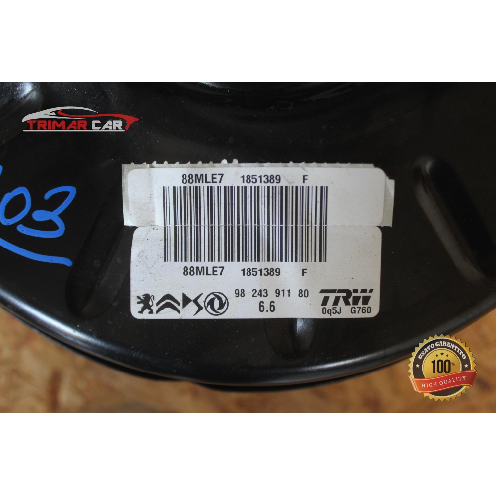 9824391180 SERVOFRENO PEUGEOT 208 2 II (UB_UP_UW_UJ_)(2019>) 1.5 BlueHDI 100 102CV 75KW YH01