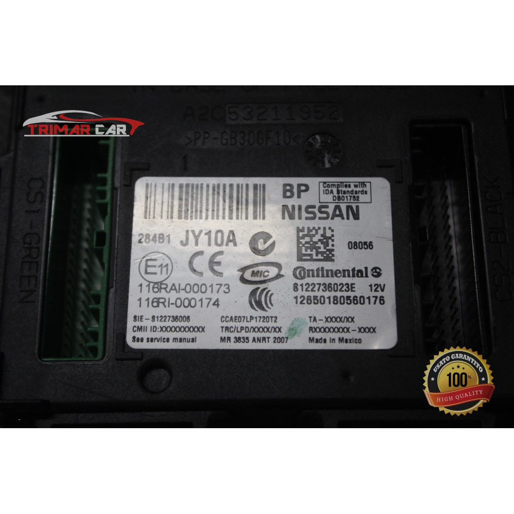 284B1JY10A CENTRALINA BODY COMPUTER RENAULT KOLEOS 1 I (HY)(2008 >) 2.0 DCI 150CV 110 KW COD MOT. M9RG832