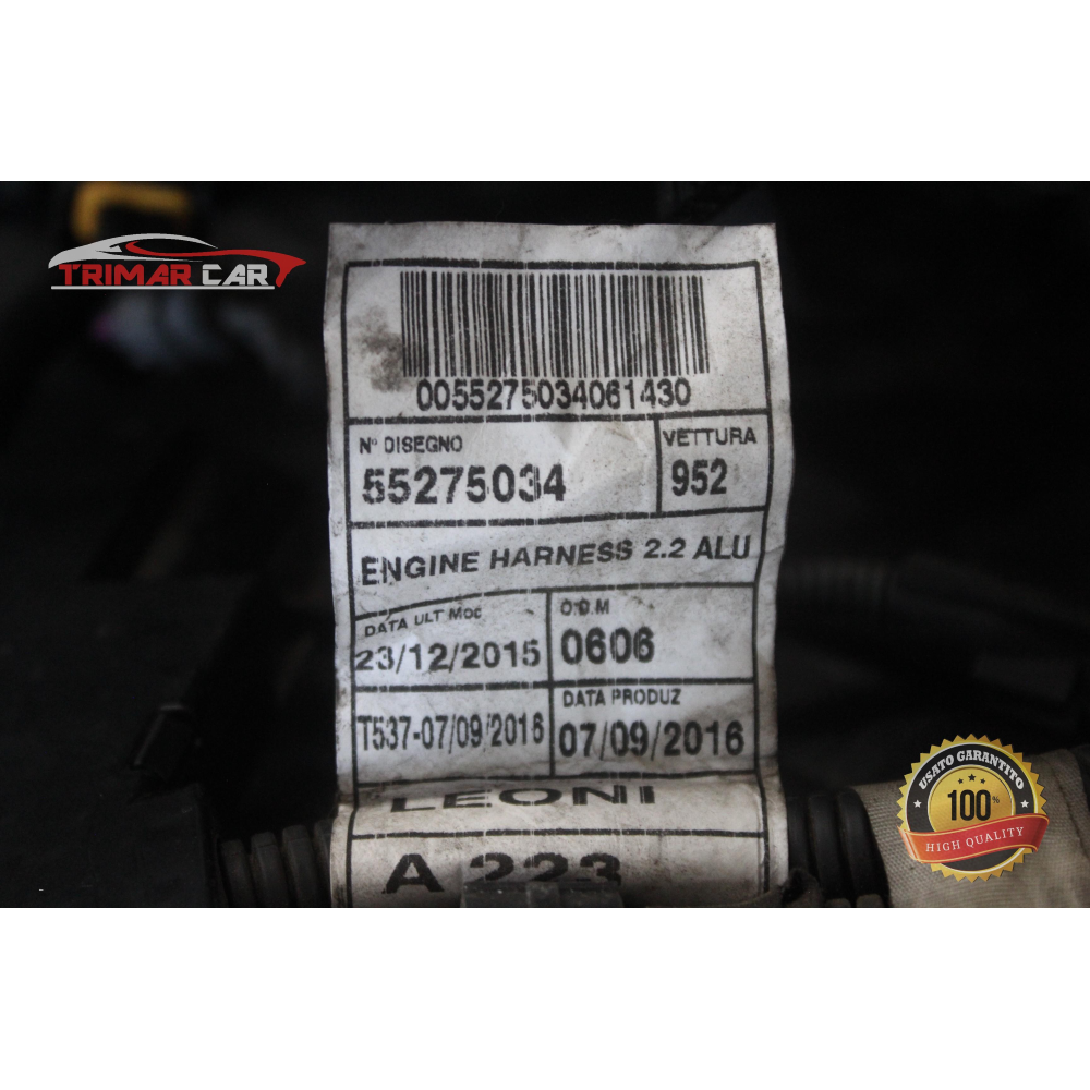 55275034 CAVO CAVI CABLAGGIO MOTORE ALFA ROMEO GIULIA 2 (952)(2015 >) 2.2D 110KW 150CV COD. MOT. 55266388