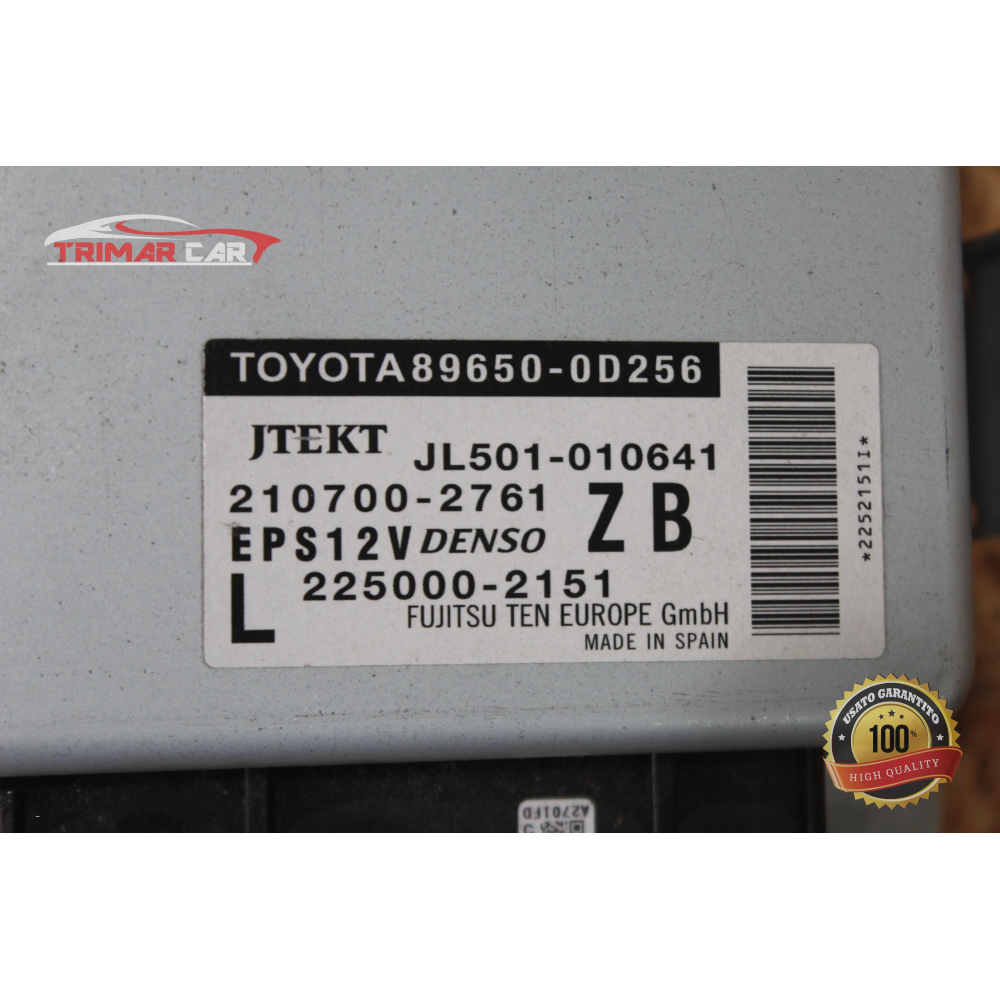 89650-0D256 CENTRALINA BLOCCASTERZO  TOYOTA YARIS 3 III (P13)(2010 >) 1.0 69CV 51KW COD MOT; 1KR