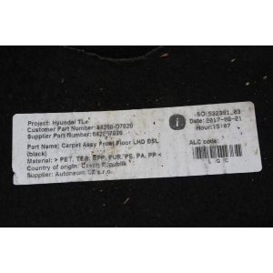 84260-D7020 RIVESTIMENTO MOQUETTE TAPPEZZERIA INTERNA HYUNDAI TUCSON (TL)(2015 >) 1.7 CRDI 141CV 104KW D4FD