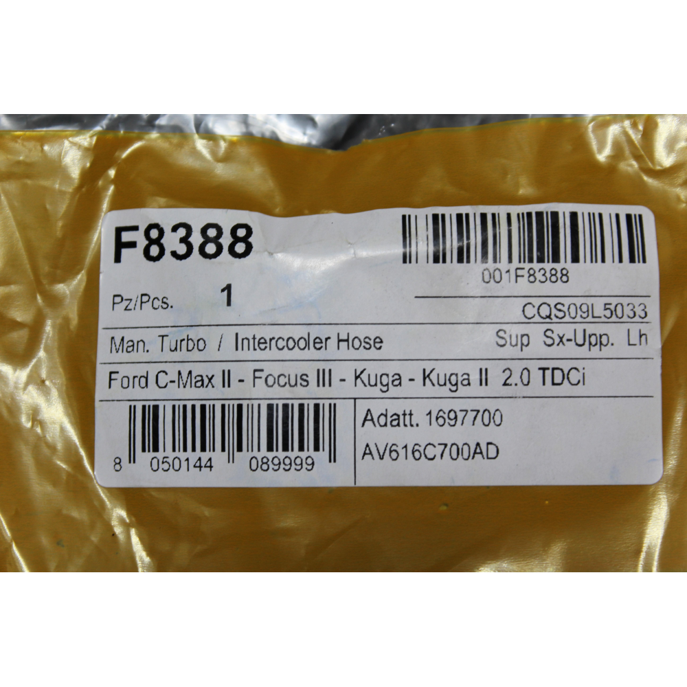 F8388 TUBO MANICOTTO INTERCOOLER TURBO FORD KUGA 1 I (2008-2012) 2.0TDCI
