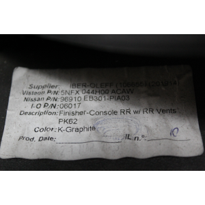 96910EB301 RIVESTIMENTO TUNNEL CENTRALE NISSAN PATHFINDER 3 III (R51)(2005 IN POI) 2.5 DCI 4WD 174CV 128KW COD MOT; YD25