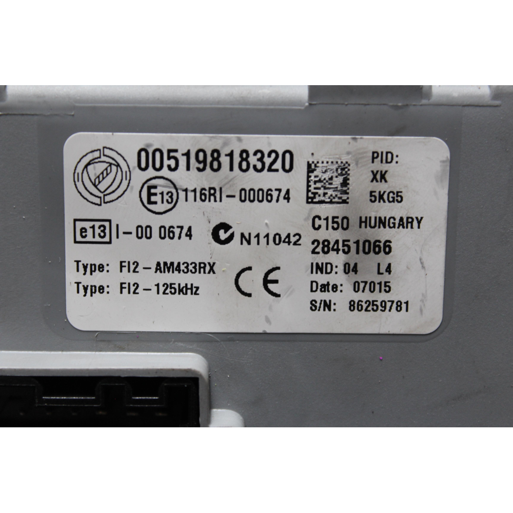 51981832 CENTRALINA BODY COMPUTER FIAT 500 (312)(2007 >) 1.2 EURO 6