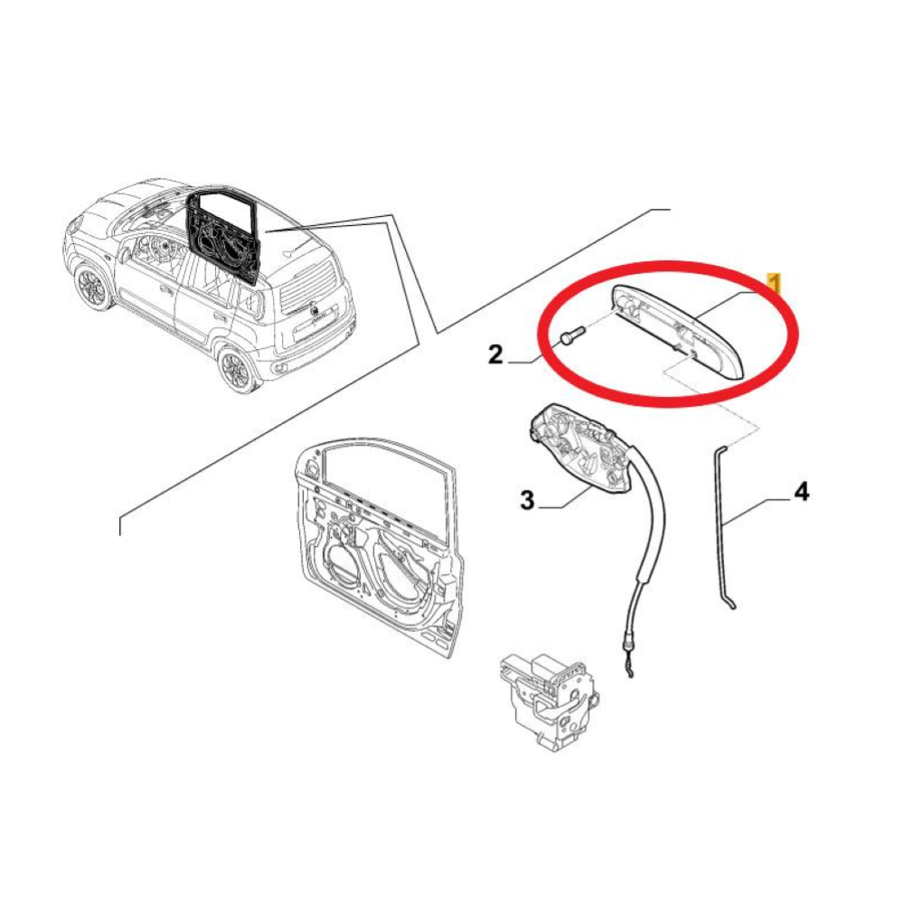 735536775 MANIGLIA ESTERNA ANTERIORE SINISTRA FIAT PANDA 3 (312,319)(2012 >)