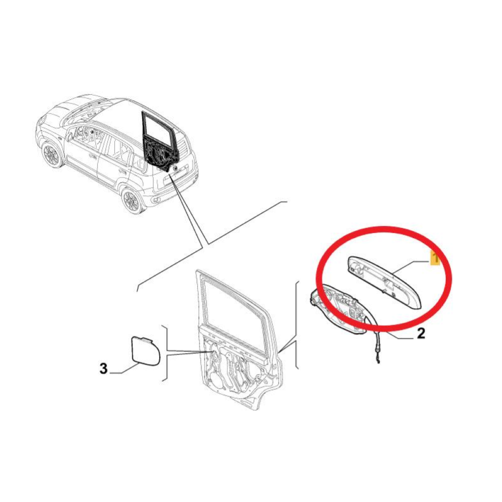 MANIGLIA ESTERNA POSTERIORE SINISTRA FIAT PANDA 3 (312,319)(2012 >)