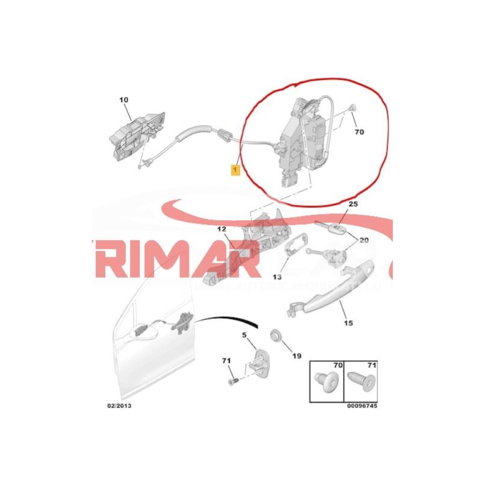 9688079980 SERRATURA SPORTELLO ANTERIORE DESTRA PEUGEOT 2008 (CU)(2014) 2013>