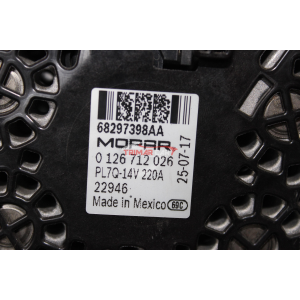 K68297398AA 0126712026 220A ALTERNATORE JEEP WRANGLER 4 IV (JL)(2021 >) 2.2 MJET 200CV 147KW EBH