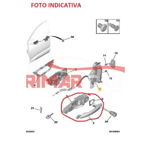 980297821T MANIGLIA ESTERNA ANTERIORE DESTRA PEUGEOT 5008 2 II(2016 >) 1.5 BlueHDi 131CV 96KW YHZ YH01 DV5RC