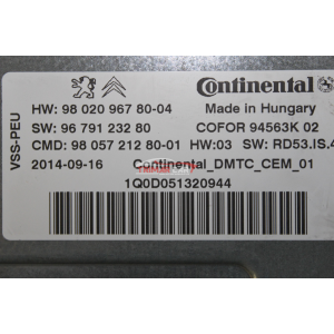 9805721280 CENTRALINA KIT START & STOP PEUGEOT 2008 (CU)(2013 >) 1.6 HDI 92CV 68KW 9H06 9HP