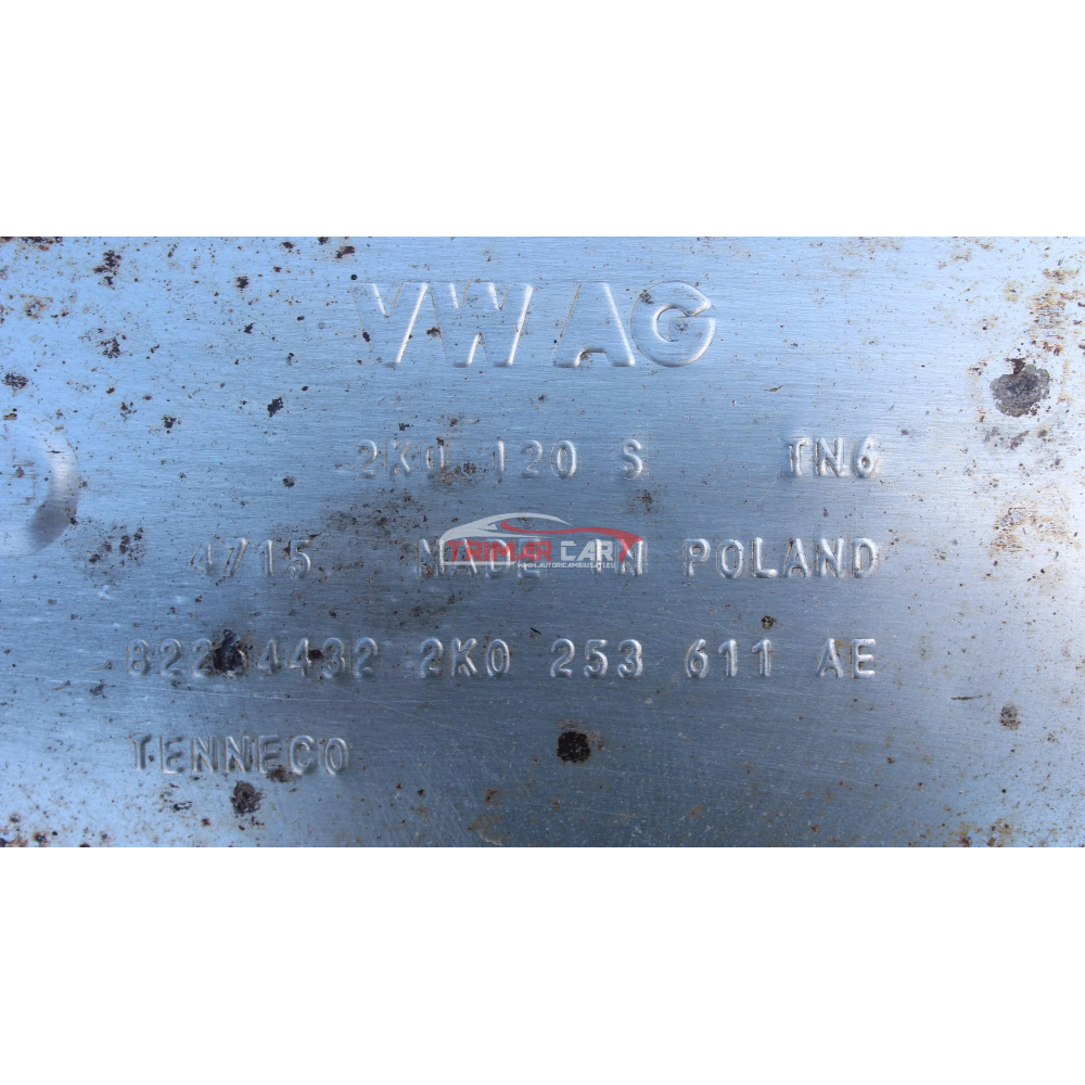 2K0253611AE TUBO SCARICO TERMINALE MARMITTA VOLKSWAGEN CADDY 4 IV FURGONATO (2015 >) 2.0 TDI 4MOTION 4X4 90KW 122CV DFS