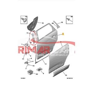 9811260380 MODANATURA SPORTELLO POSTERIORE DESTRO PEUGEOT 5008 2 II(2016 >) 1.5 BlueHDi 131CV 96KW YHZ YH01 DV5RC