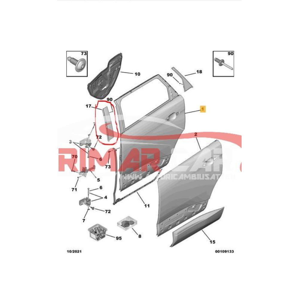 9811260380 MODANATURA SPORTELLO POSTERIORE DESTRO PEUGEOT 5008 2 II(2016 >) 1.5 BlueHDi 131CV 96KW YHZ YH01 DV5RC