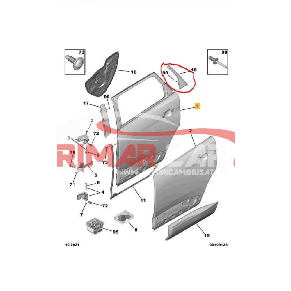9813816080 MODANATURA SPORTELLO POSTERIORE DESTRO PEUGEOT 5008 2 II(2016 >) 1.5 BlueHDi 131CV 96KW YHZ YH01 DV5RC
