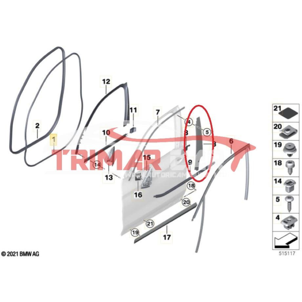 51337410022 MODANATURA SPORTELLO ANTERIORE DESTRO BMW X3 (G01)(2017 >) xDrive 20 d Mild-Hybrid 190CV 140KW B47D20B