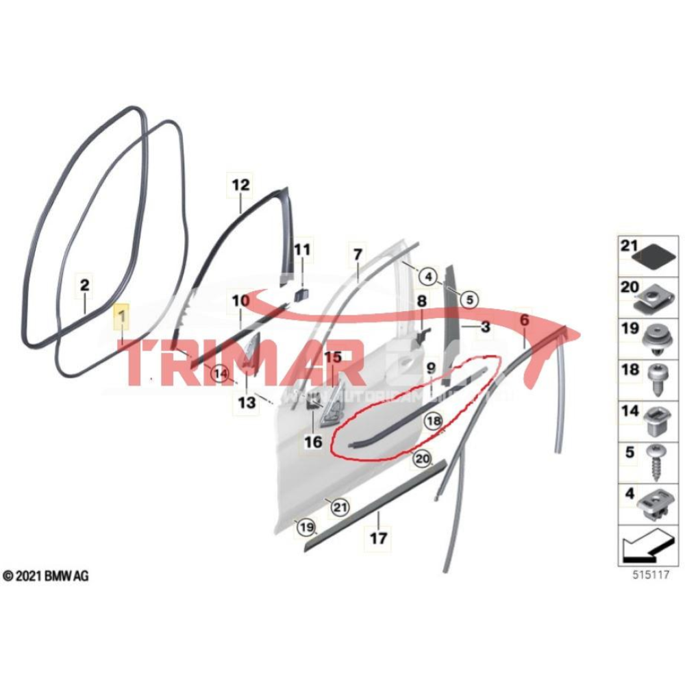 51357410016 RASCHIAVETRO ESTERNO ANTERIORE DESTRO BMW X3 (G01)(2017 >) xDrive 20 d Mild-Hybrid 190CV 140KW B47D20B