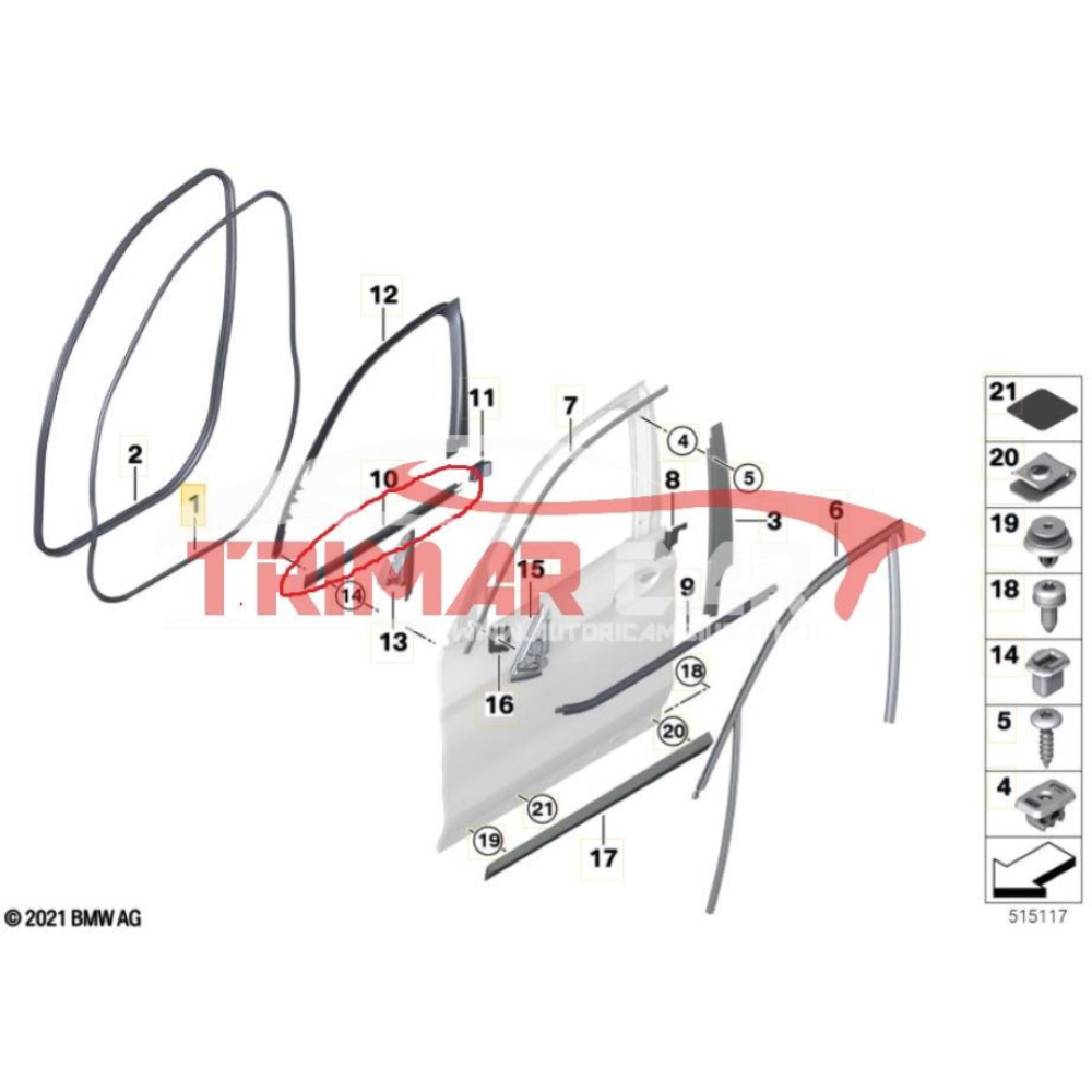 51337393418 RASCHIAVETRO INTERNO ANTERIORE DESTRO BMW X3 (G01)(2017 >) xDrive 20 d Mild-Hybrid 190CV 140KW B47D20B