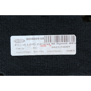 51478096059 RIVESTIMENTO MOQUETTE ANTERIORE BMW X3 (G01)(2017 >) XDRIVE 20D MILD-HYBRID 190CV 140KW B47D20B