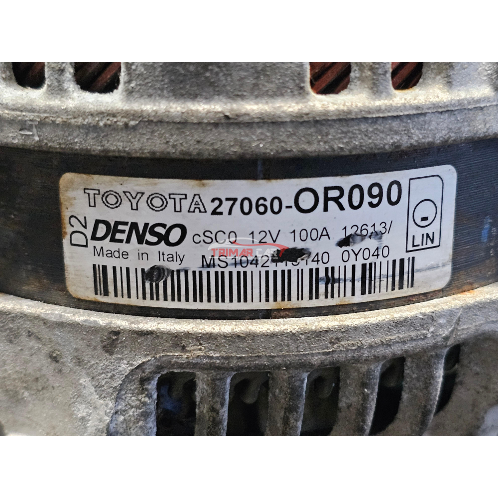 27060-OR090 100A ALTERNATORE TOYOTA AURIS (E18)(2012 >) 2.0 D-4D 124CV 91KW 1AD