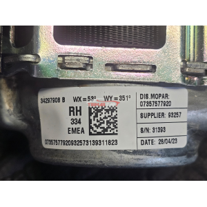 735757792 CINTURA SICUREZZA POSTERIORE DESTRA FIAT PANDA 3 (312,319)(2020>) 1.0HYBRID