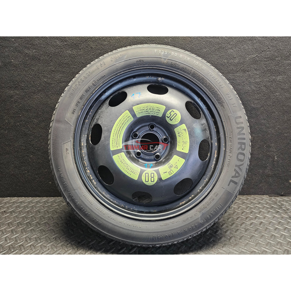 135/80R18 RUOTINO KIT CERCHIO CON RUOTA DI SCORTA UNIROYAL PEUGEOT 5008 2 II(2016 >) 1.5 BlueHDi 131CV 96KW YHZ YH01 DV5RC