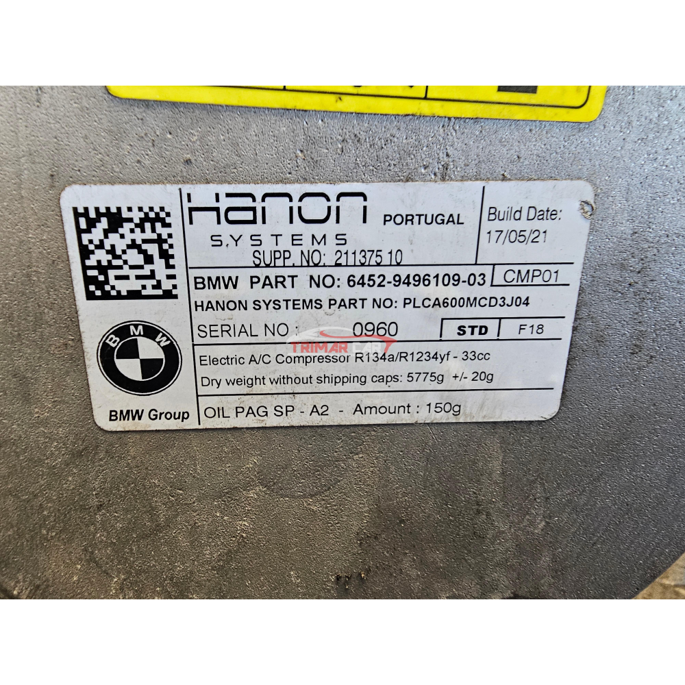 6452-9496109 21137510 64529496109 COMPRESSORE AC CLIMA BMW MINI