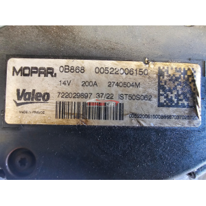 200A 00522006150 52200615 2740504M ALTERNATORE ALFA ROMEO FIAT JEEP HYBRID MILD HYBRID