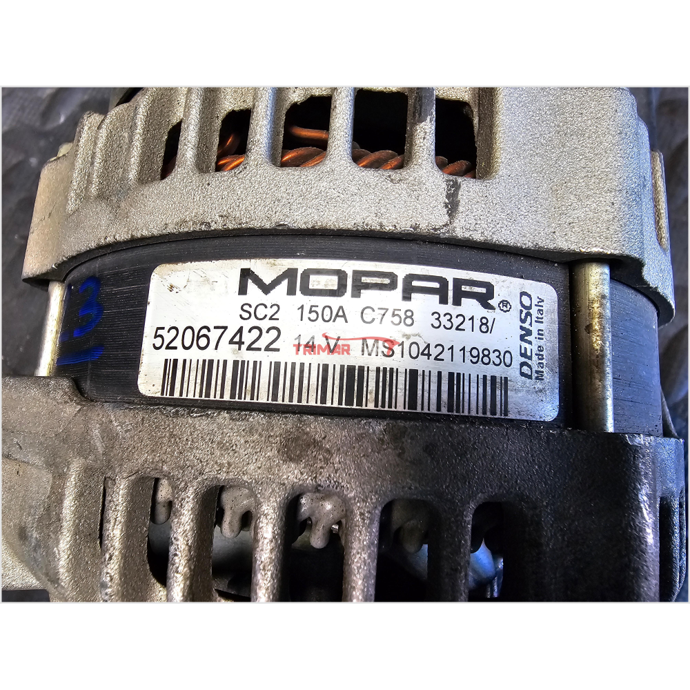 52067422 MS1042119830 150A ALTERNATORE FIAT JEEP 1.6CRD 2.0CRD *PULEGGIA KO