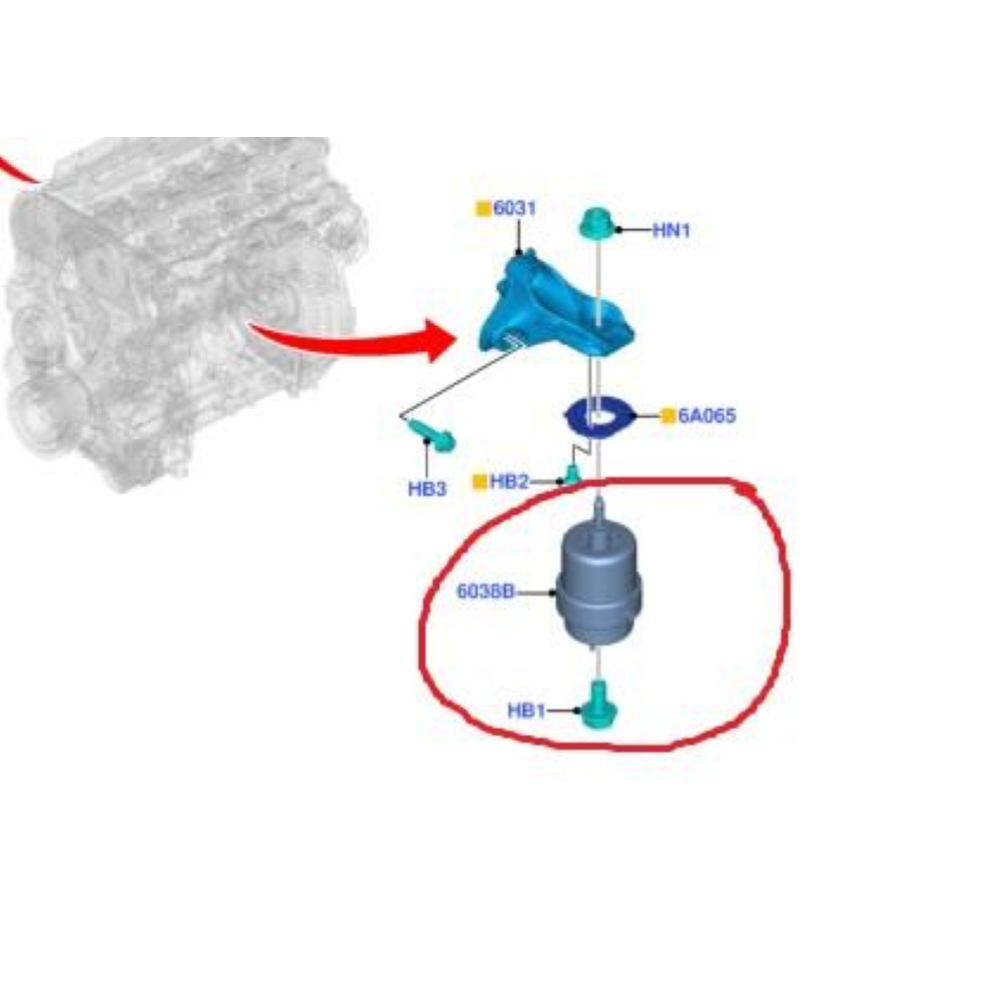 2511496 JB3G-6B032-AH SUPPORTO MOTORE SINISTRO FORD RANGER (TKE)(2019>) 2.0D EcoBlue 4X4 170CV 125KW BC2X