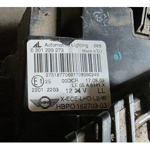 0301225273 FARO FANALE ANTERIORE SX SINITRO XENON MINI COOPER D (R56)(05-14)  