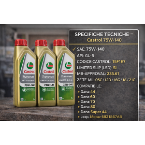 Olio Differenziale 75W-140 Castrol 3L API GL-5 Jeep Mopar 68218657AB 