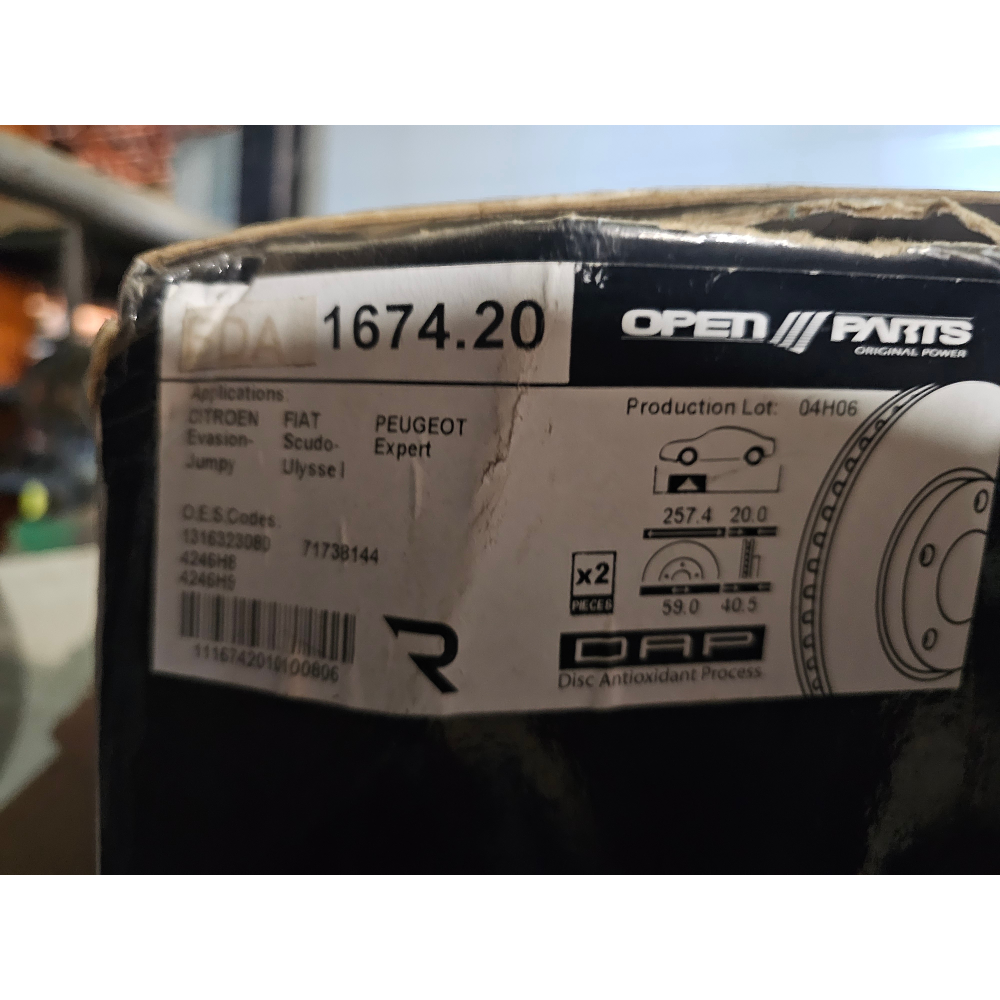 BDA167420 DDF842 1316323080 71738144 COPPIA DISCHI FRENO ANTERIORI CITROEN JUMPY FIAT SCUDO PEUGEOT