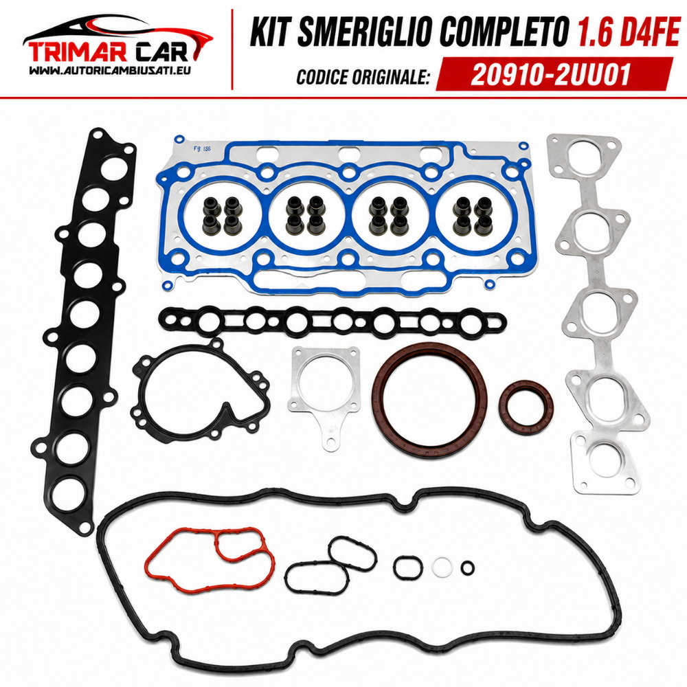 KIT SMERIGLIO + GUARNIZIONE TESTATA HYUNDAI KIA 1.6 CRDi D4FE EURO 6