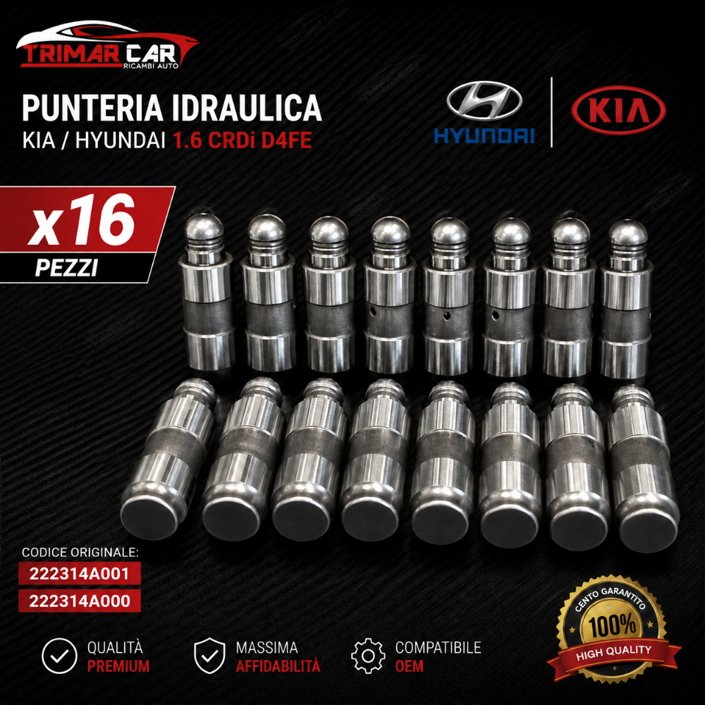 Kit 16 PUNTERIA IDRAULICA Motore Kia Hyundai 1.6 CRDi D4FE 222314A001 / 222314A000 