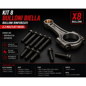 5801842216  Kit 8 Bulloni Biella Originali 2.2 Multijet Alfa Giulia Stelvio Ducato Daily