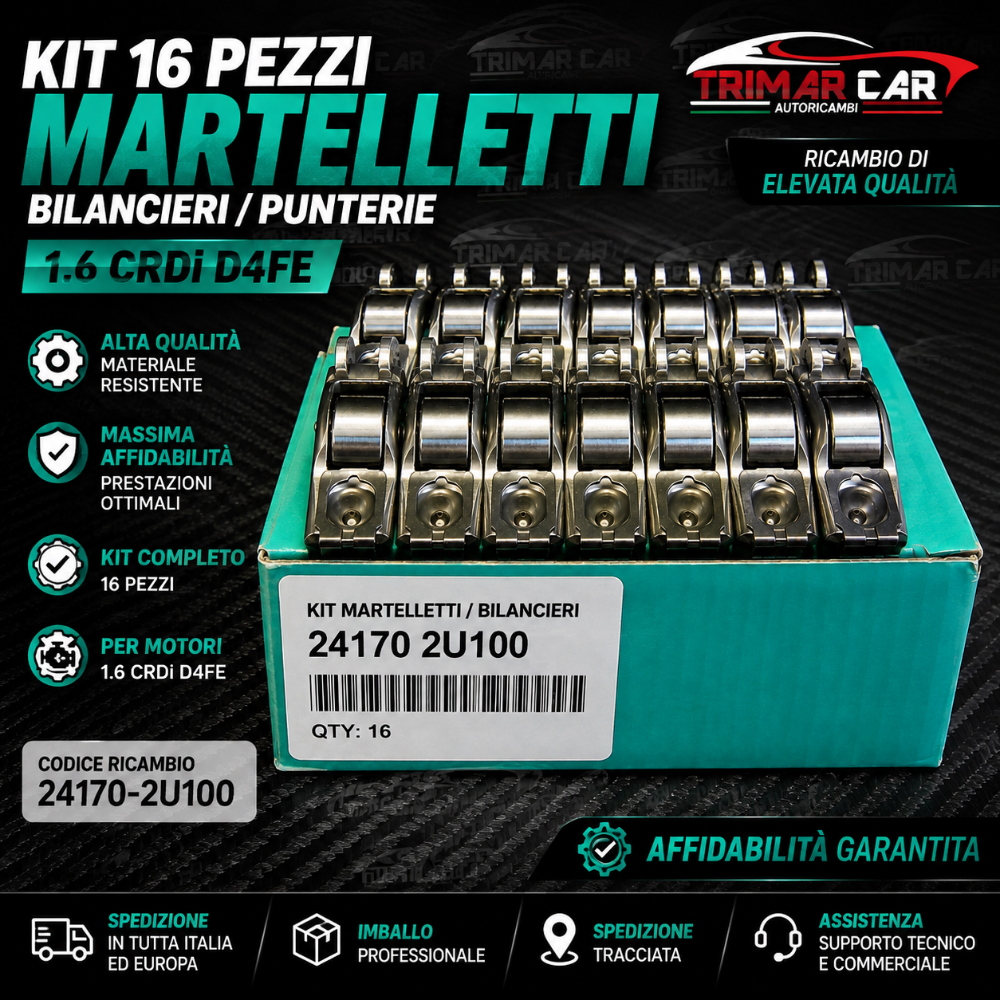 Kit 16 Martelletti Bilancieri Punteria Motore Kia Hyundai 1.6CRD D4FE 241702U100