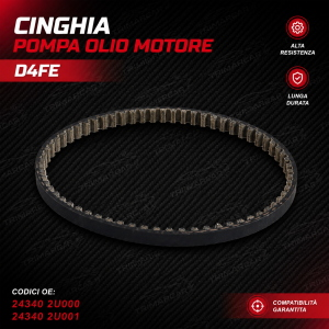 Cinghia Pompa Olio Motore Hyundai Kia 1.6 CRDi D4FE 243402U000 243402U001