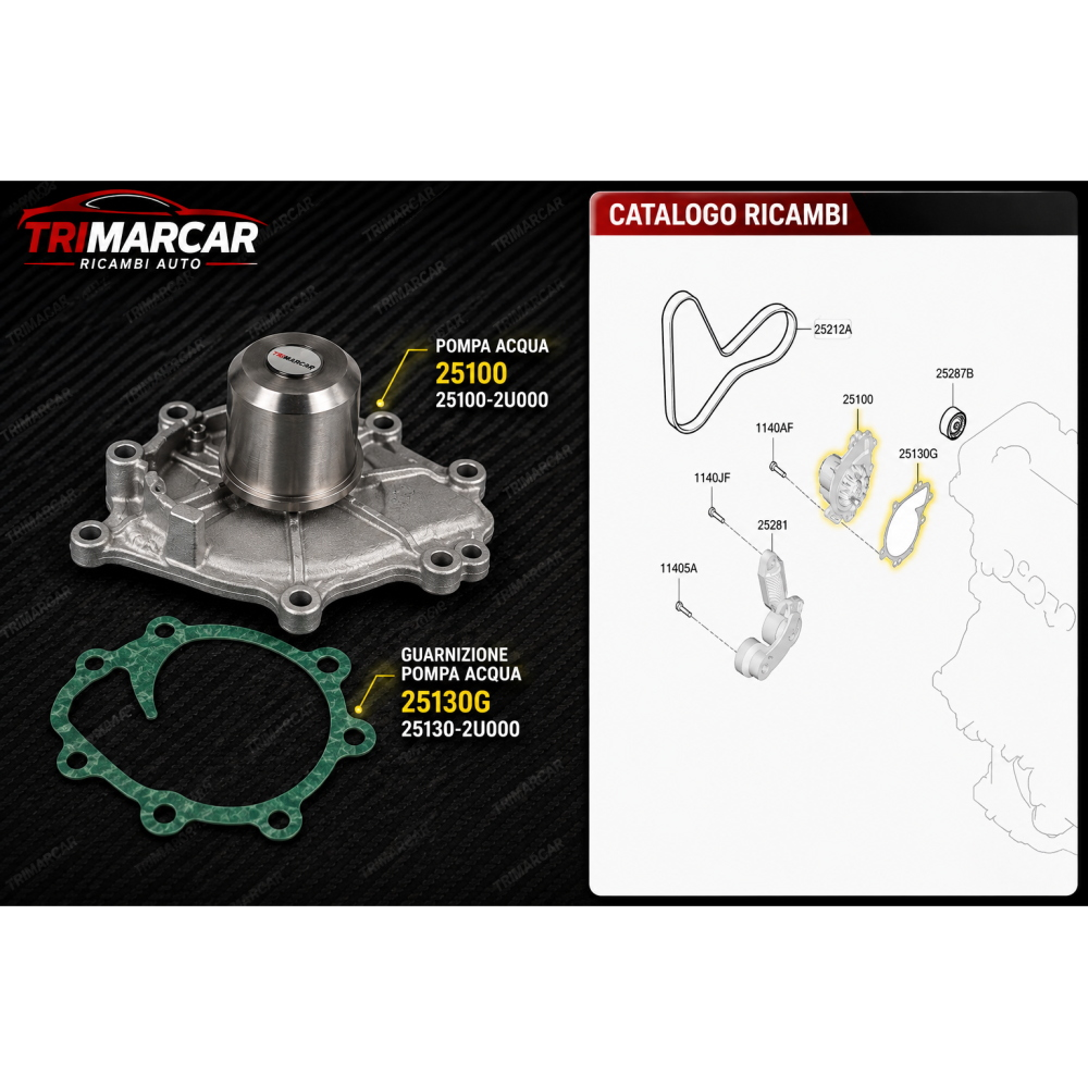 Pompa Acqua + Guarnizione Hyundai Kia 1.6 CRDi D4FE 25100-2U000