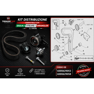 KIT DISTRIBUZIONE + POMPA ACQUA ALFA ROMEO GIULIA STELVIO 2.2 DIESEL 6000629058 55262155