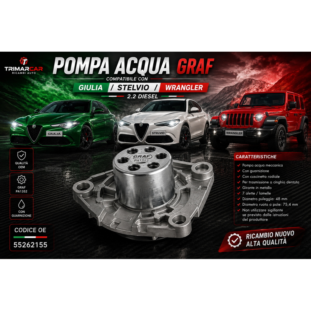 KIT DISTRIBUZIONE + POMPA ACQUA ALFA ROMEO GIULIA STELVIO 2.2 DIESEL 6000629058 55262155