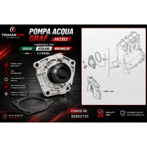 KIT DISTRIBUZIONE + POMPA ACQUA ALFA ROMEO GIULIA STELVIO 2.2 DIESEL 6000629058 55262155