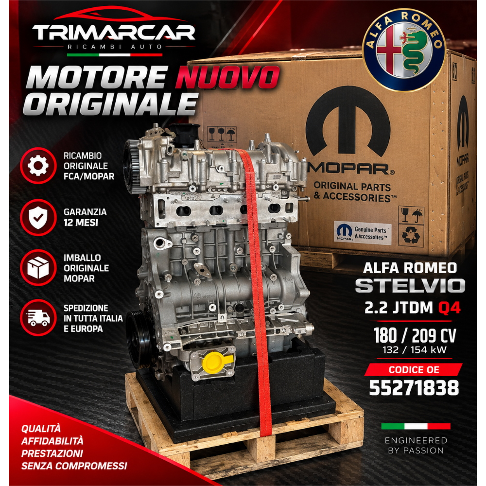 MOTORE NUOVO ORIGINALE ALFA ROMEO STELVIO 2.2 DIESEL Q4 55271838