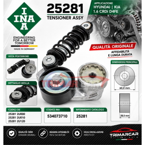 KIT CINGHIA SERVIZI INA 529054610 HYUNDAI KIA 1.6 CRDI D4FE 3 PEZZI