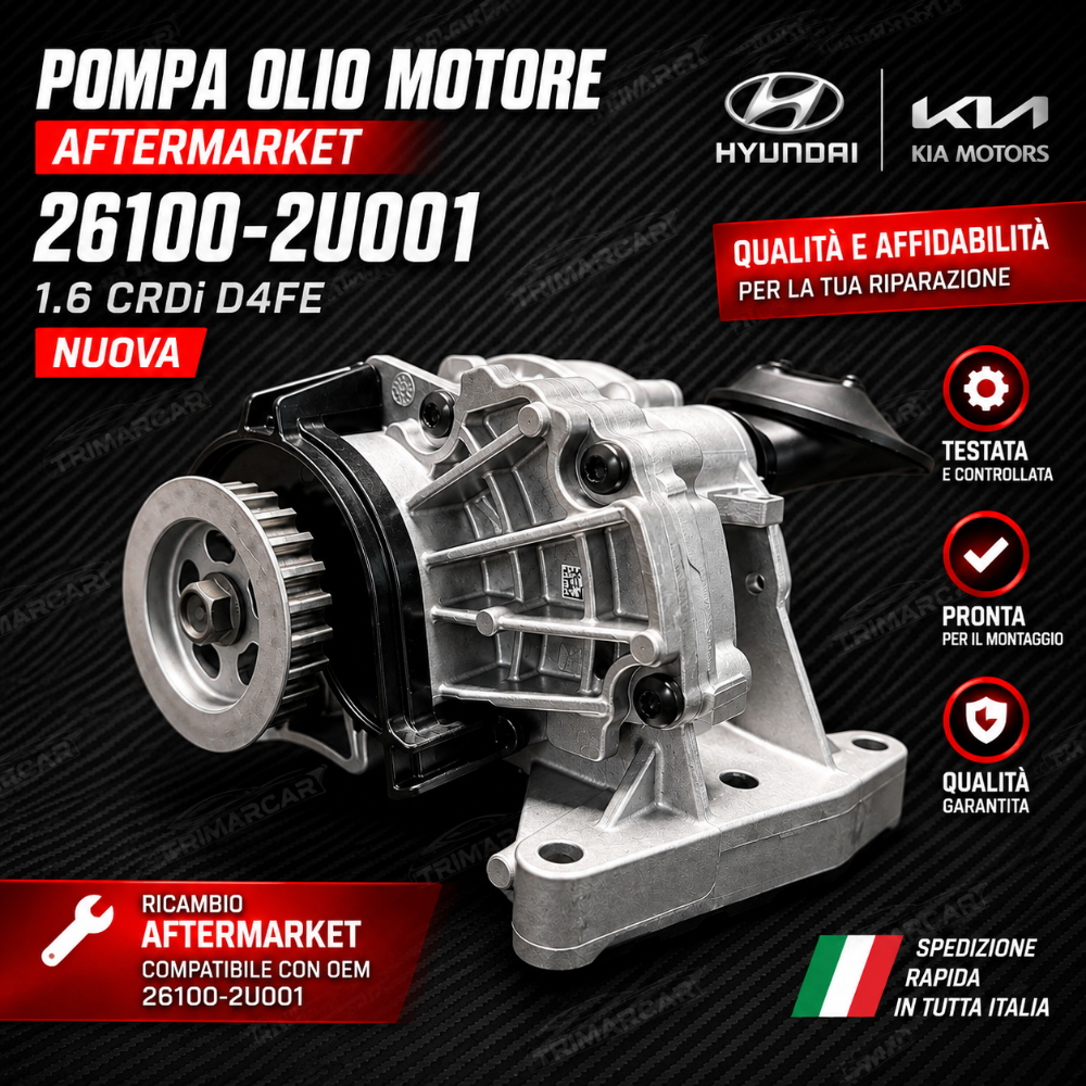  Pompa Olio Motore Hyundai Kia 1.6 D4FE Aftermarket 26100-2U001 Nuova