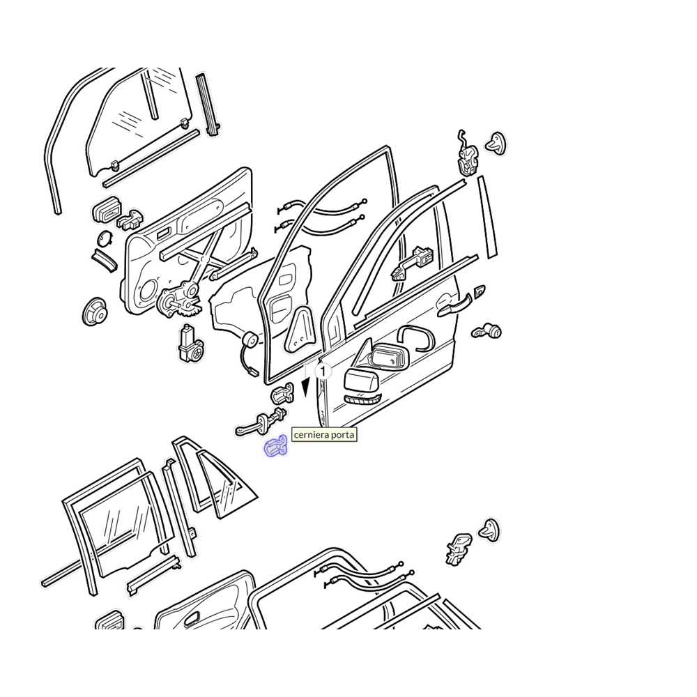 KIT CERNIERE INFERIORE SUPERIORE PORTA ANTERIORE SINISTRA TOYOTA RAV4 III [05-12]