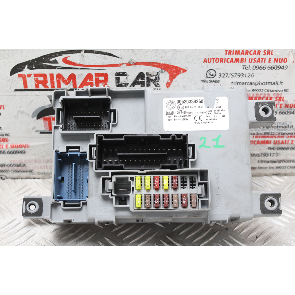 CENTRALINA BODY COMPUTER FIAT PANDA 3 (312) [2012 IN POI] 1.3MJT 52033926