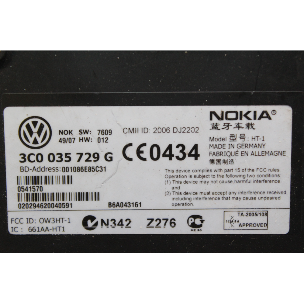 3C0035729G MODULO BLUETOOTH VOLKSWAGEN PASSAT (3C2) (2005-2010)