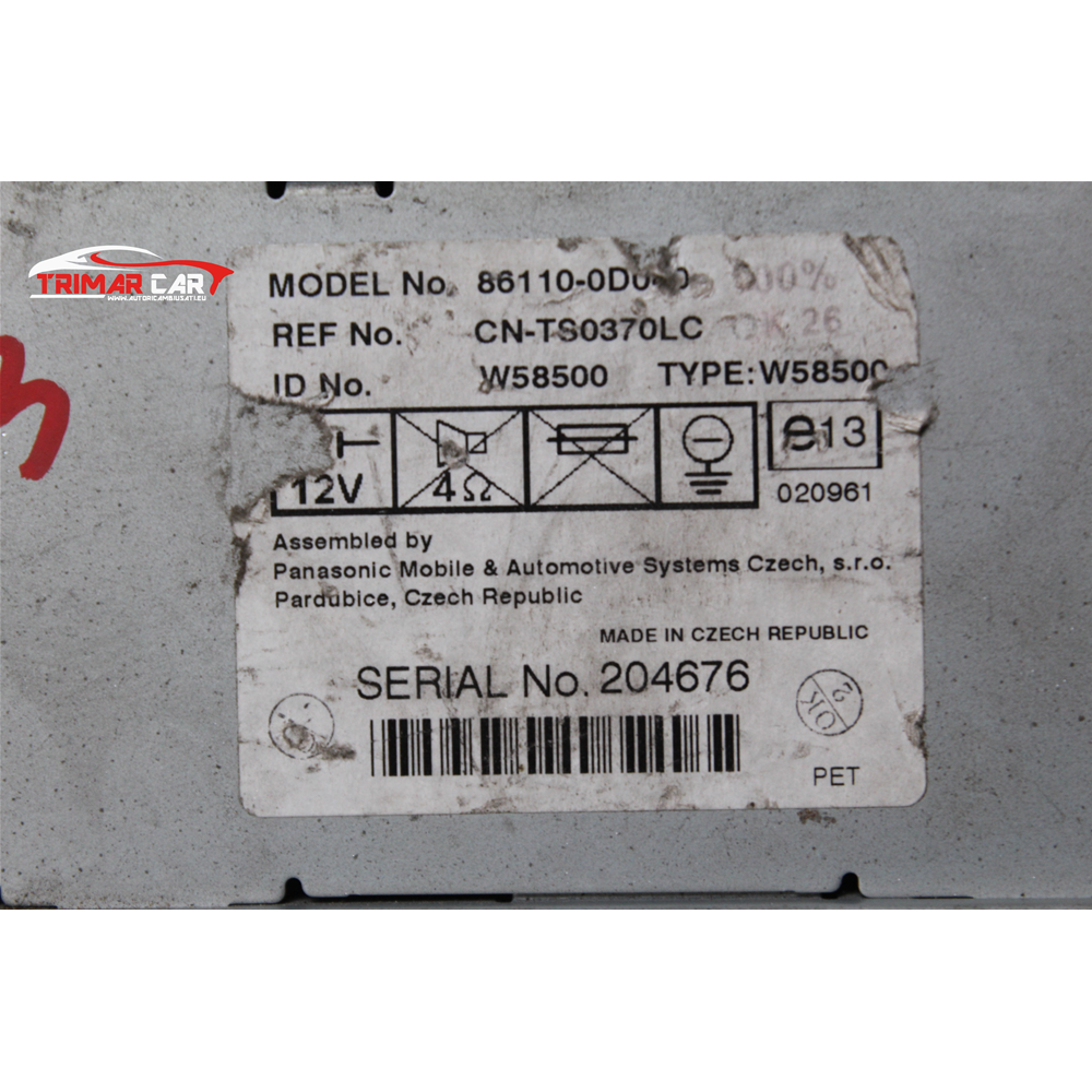 AUTORADIO TOYOTA YARIS 1 (P1)  [1999-2005] CN-TS0370LC // 204676