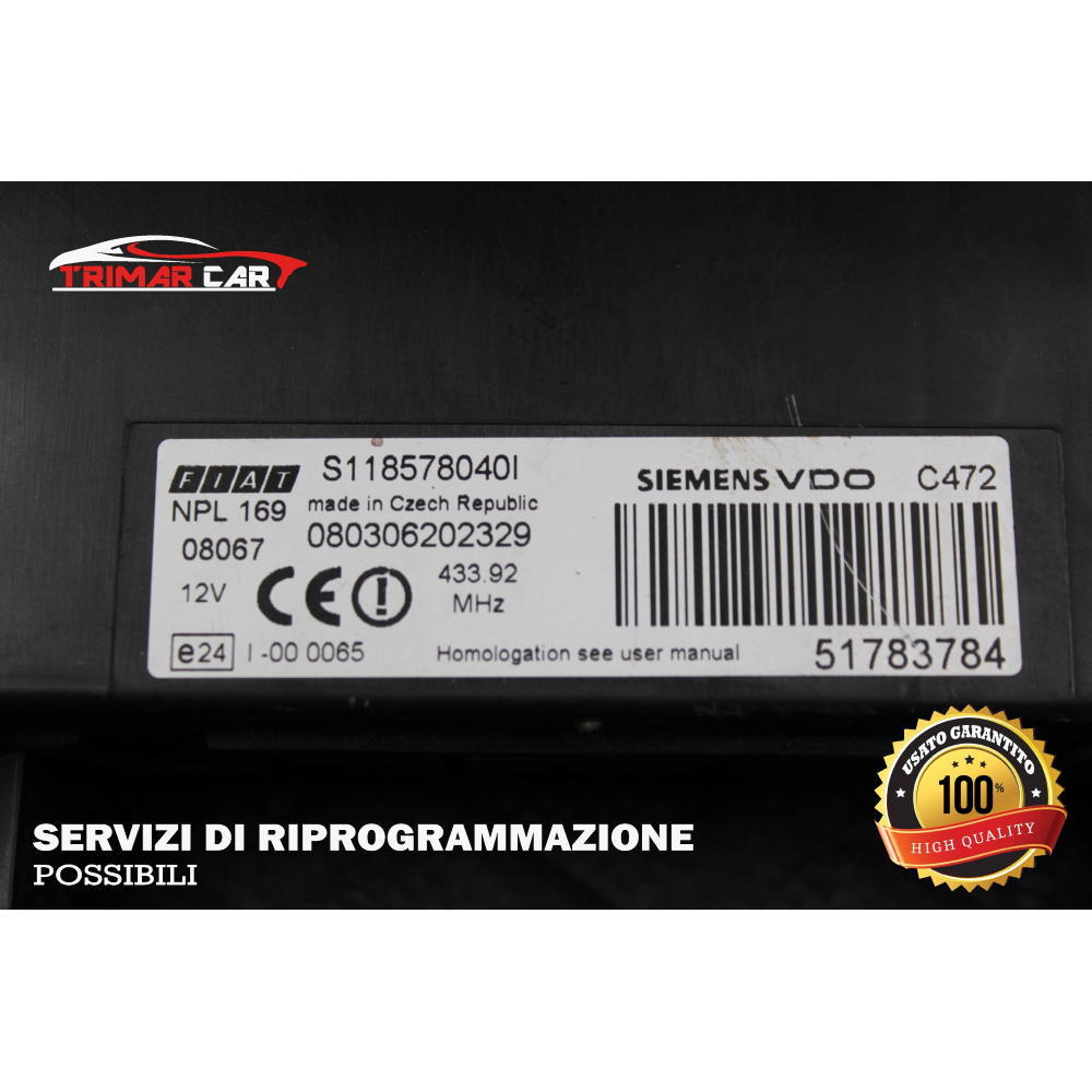 51783784 CENTRALINA BODY COMPUTER FIAT PANDA 2 (169)(2003-2012) 1.3 MJET 4X4